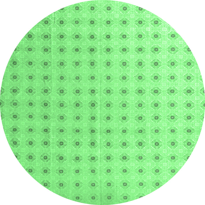 Round Machine Washable Abstract Emerald Green Modern Area Rugs, wshabs4755emgrn