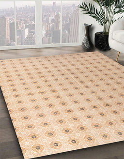 Machine Washable Abstract Pastel Orange Rug in a Family Room, wshabs4755