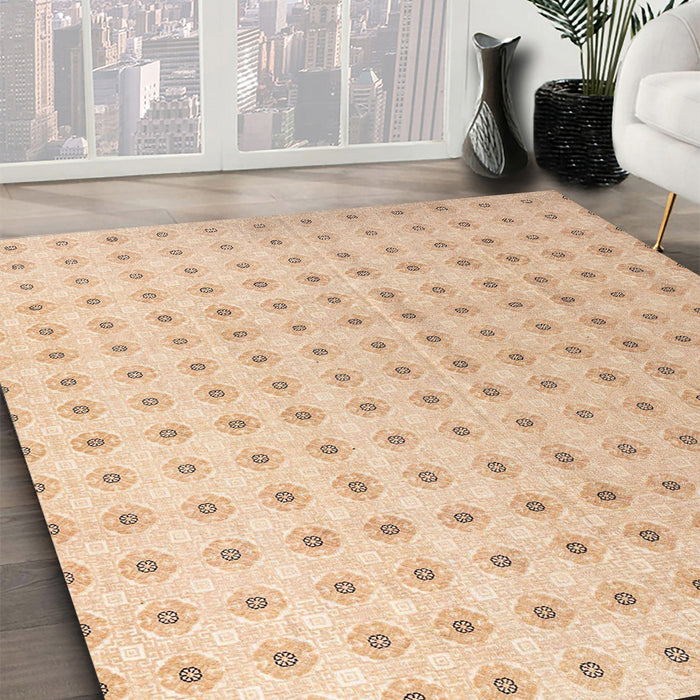 Machine Washable Abstract Pastel Orange Rug in a Family Room, wshabs4755