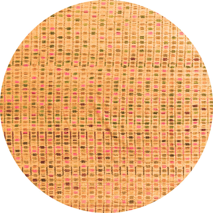 Round Machine Washable Abstract Orange Modern Area Rugs, wshabs4756org