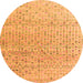 Round Machine Washable Abstract Orange Modern Area Rugs, wshabs4756org