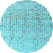 Round Machine Washable Abstract Light Blue Modern Rug, wshabs4756lblu