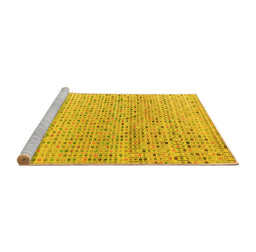 Sideview of Machine Washable Abstract Yellow Modern Rug, wshabs4756yw