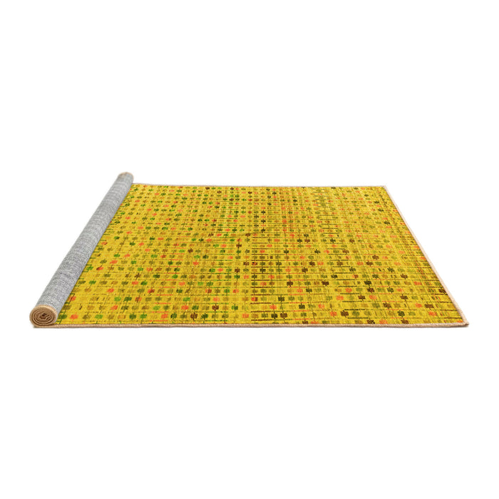 Sideview of Machine Washable Abstract Yellow Modern Rug, wshabs4756yw