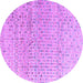 Round Machine Washable Abstract Purple Modern Area Rugs, wshabs4756pur