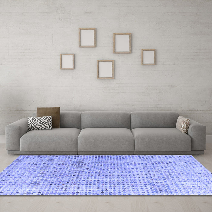 Machine Washable Abstract Blue Modern Rug in a Living Room, wshabs4756blu