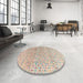 Round Abstract Camel Brown Modern Rug in a Office, abs4756