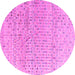 Round Machine Washable Abstract Pink Modern Rug, wshabs4756pnk