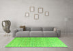 Machine Washable Abstract Green Modern Area Rugs in a Living Room,, wshabs4756grn