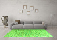 Machine Washable Abstract Green Modern Rug, wshabs4756grn