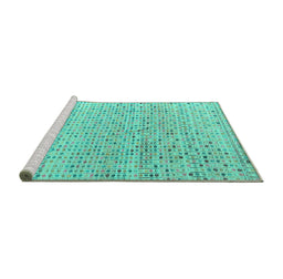 Sideview of Machine Washable Abstract Turquoise Modern Area Rugs, wshabs4756turq