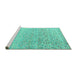 Sideview of Machine Washable Abstract Turquoise Modern Area Rugs, wshabs4756turq