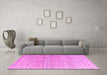 Machine Washable Abstract Pink Modern Rug in a Living Room, wshabs4756pnk