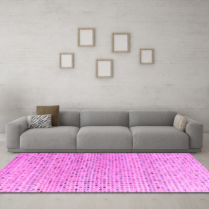 Machine Washable Abstract Pink Modern Rug in a Living Room, wshabs4756pnk