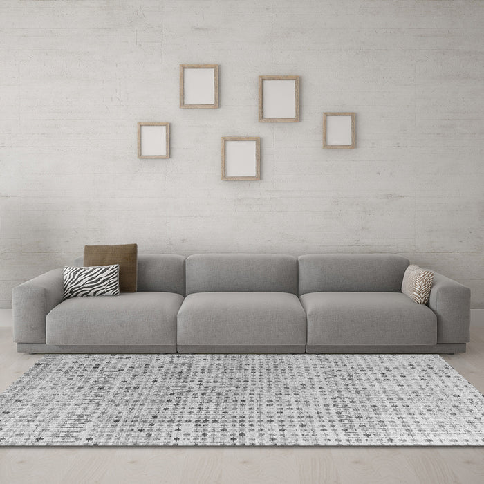 Machine Washable Abstract Gray Modern Rug in a Living Room,, wshabs4756gry