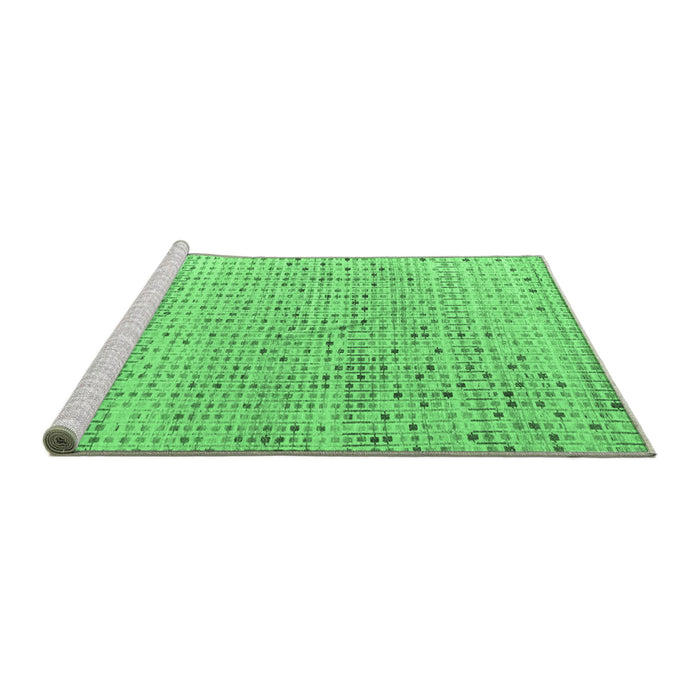 Sideview of Machine Washable Abstract Emerald Green Modern Area Rugs, wshabs4756emgrn