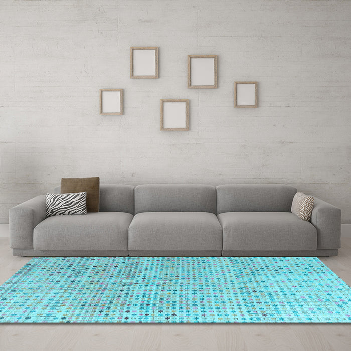 Machine Washable Abstract Light Blue Modern Rug in a Living Room, wshabs4756lblu