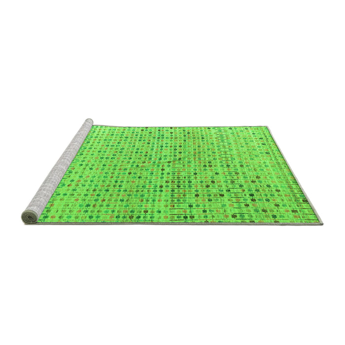 Sideview of Machine Washable Abstract Green Modern Area Rugs, wshabs4756grn