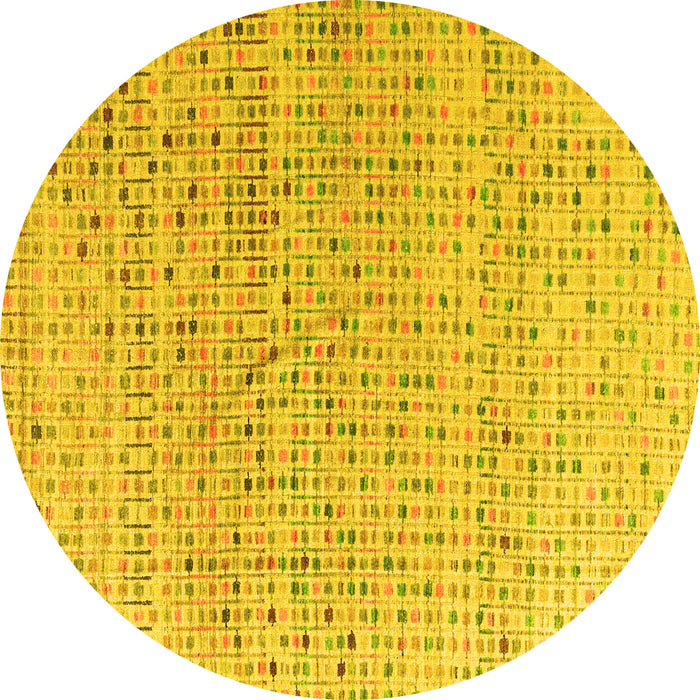 Round Machine Washable Abstract Yellow Modern Rug, wshabs4756yw