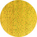 Round Machine Washable Abstract Yellow Modern Rug, wshabs4756yw