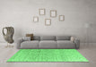 Machine Washable Abstract Emerald Green Modern Area Rugs in a Living Room,, wshabs4756emgrn