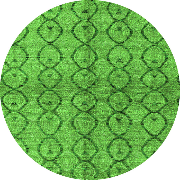 Round Abstract Green Modern Rug, abs4757grn