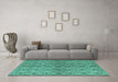 Machine Washable Abstract Turquoise Modern Area Rugs in a Living Room,, wshabs4757turq