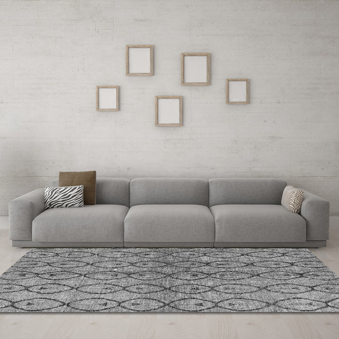 Machine Washable Abstract Gray Modern Rug in a Living Room,, wshabs4757gry