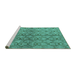 Sideview of Machine Washable Abstract Turquoise Modern Area Rugs, wshabs4757turq