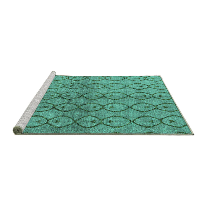 Sideview of Machine Washable Abstract Turquoise Modern Area Rugs, wshabs4757turq
