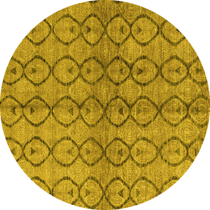 Round Abstract Yellow Modern Rug, abs4757yw