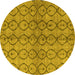 Round Abstract Yellow Modern Rug, abs4757yw