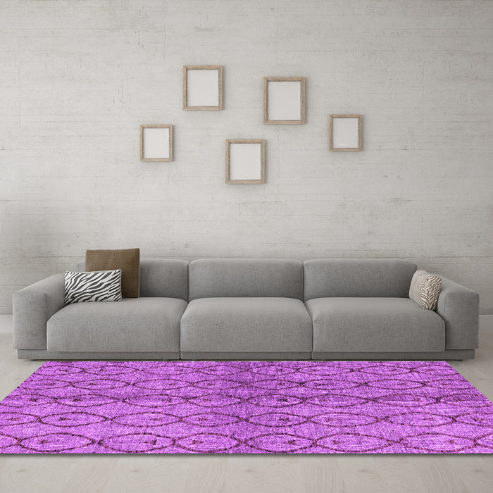 Machine Washable Abstract Purple Modern Area Rugs in a Living Room, wshabs4757pur