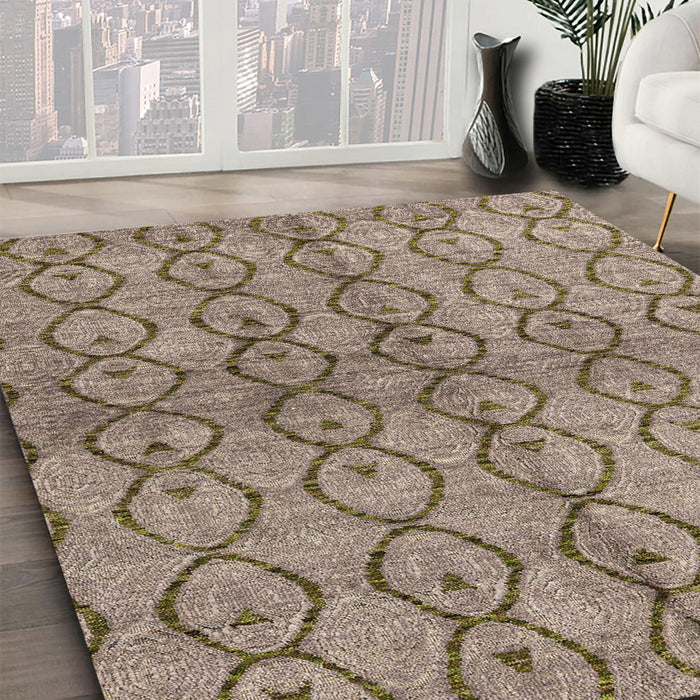 Abstract Light French Beige Brown Modern Rug in Family Room, abs4757