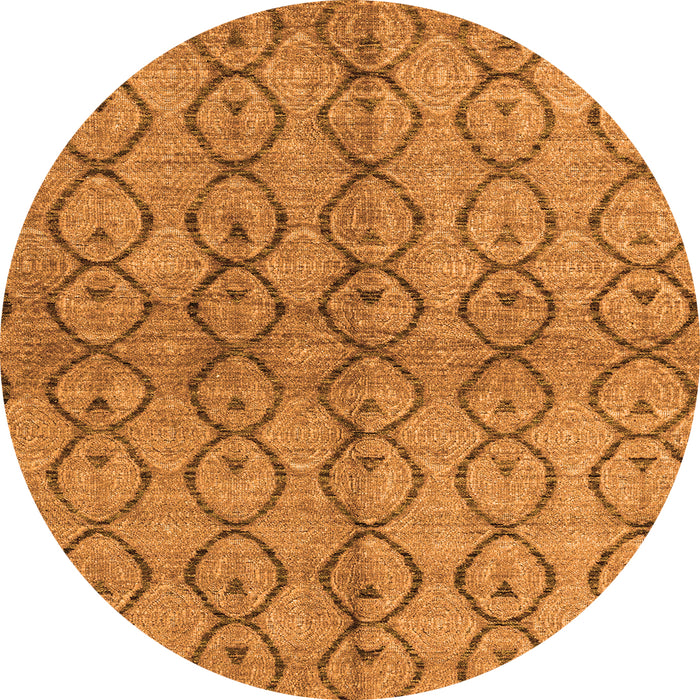Round Machine Washable Abstract Orange Modern Area Rugs, wshabs4757org