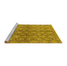 Sideview of Machine Washable Abstract Yellow Modern Rug, wshabs4757yw