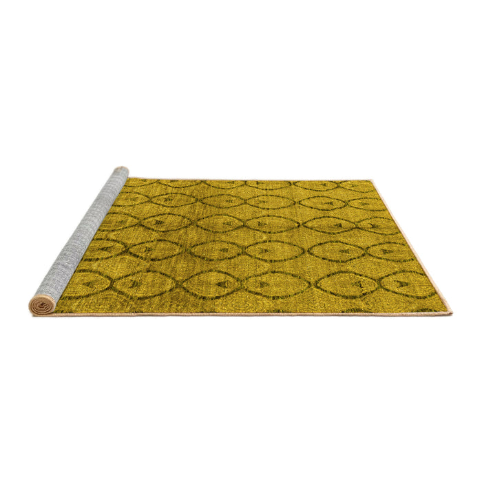 Sideview of Machine Washable Abstract Yellow Modern Rug, wshabs4757yw