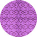 Round Machine Washable Abstract Purple Modern Area Rugs, wshabs4757pur