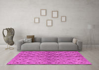 Machine Washable Abstract Pink Modern Rug, wshabs4757pnk