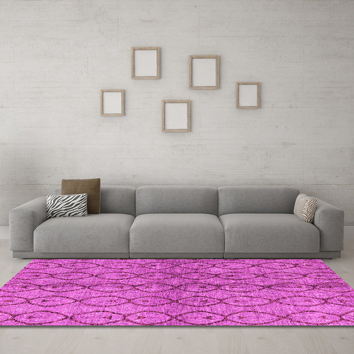 Machine Washable Abstract Pink Modern Rug in a Living Room, wshabs4757pnk