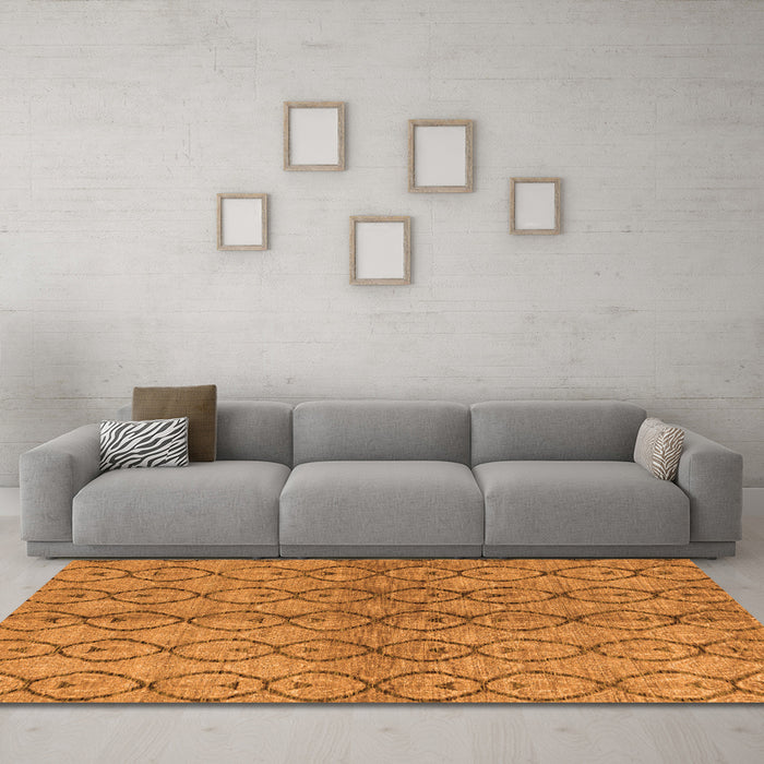 Machine Washable Abstract Orange Modern Area Rugs in a Living Room, wshabs4757org
