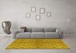 Machine Washable Abstract Yellow Modern Rug in a Living Room, wshabs4757yw