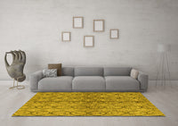 Machine Washable Abstract Yellow Modern Rug, wshabs4757yw