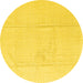 Round Abstract Yellow Modern Rug, abs4758yw