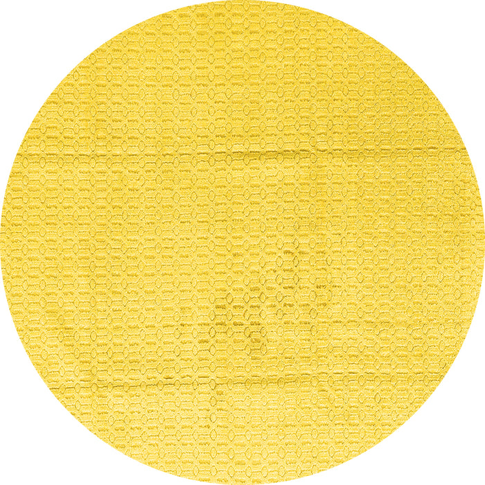 Round Machine Washable Abstract Yellow Modern Rug, wshabs4758yw