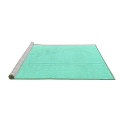 Sideview of Machine Washable Abstract Turquoise Modern Area Rugs, wshabs4758turq
