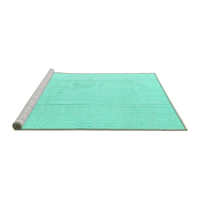 Sideview of Machine Washable Abstract Turquoise Modern Area Rugs, wshabs4758turq