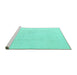 Sideview of Machine Washable Abstract Turquoise Modern Area Rugs, wshabs4758turq