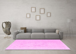 Machine Washable Abstract Pink Modern Rug in a Living Room, wshabs4758pnk