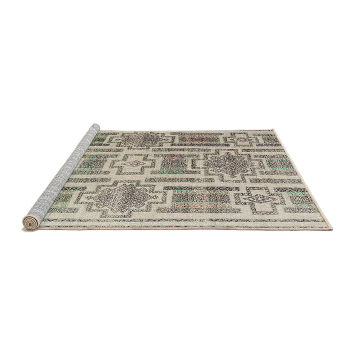 Sideview of Machine Washable Abstract Khaki Green Rug, wshabs4759